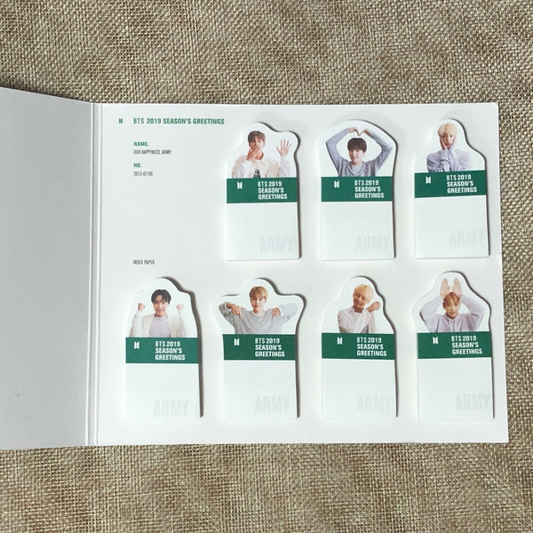 BTS GROUP [2019 Season's Greetings] Official INDEX PAPER SET / New, Rare / Gift