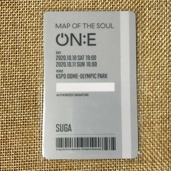 BTS SUGA [Map of the Soul ON:E] Official Ticket Card Photocard, ONE / New / Gift