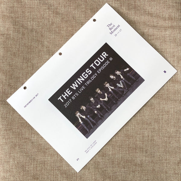 BTS GROUP [ Memories of 2017 ] Official DVD Postcard / New / Gift
