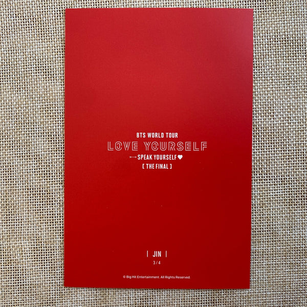 BTS JIN 3/4 [Speak Yourself The Final] Official Postcard Photocard / New / Gift