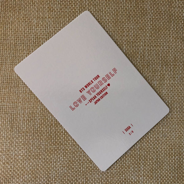 BTS SUGA 2/8 [Speak Yourself World Tour Japan] Official Mini Photocard / Gift