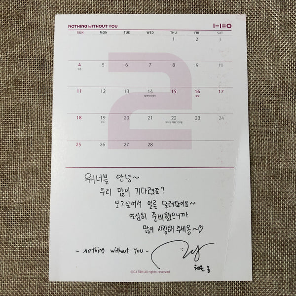 WANNA ONE HAND SIGNED [Nothing Without You 1+1+0] Autographed, Promo / NO PC /+G