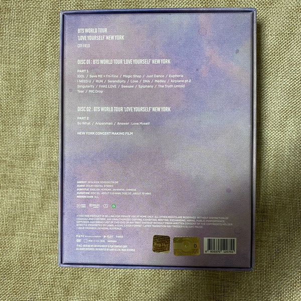 BTS [Love Yourself in NewYork] Official DVD, Photobook + 2 DVD / No PC / Gift