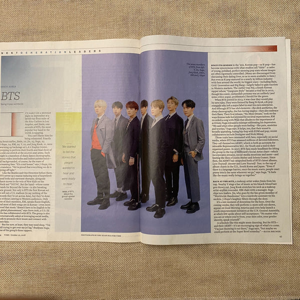 BTS GROUP [ Time Magazine, 2018 October 22 ] / Mint, Rare / Gift