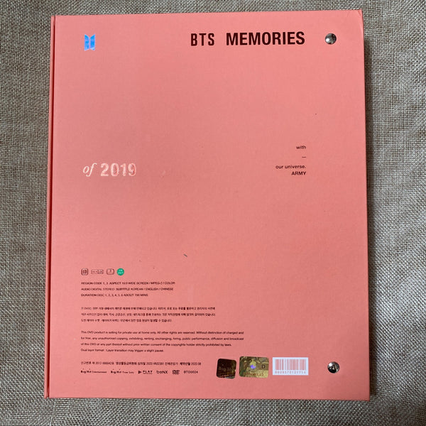 BTS [ Memories of 2019 ] Official DVD Set, Korean, No PC / Mint, Rare / Gift