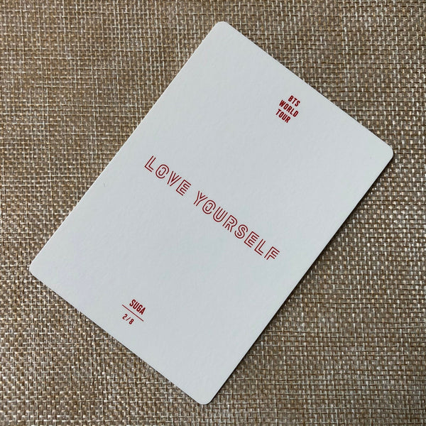 BTS SUGA 2/8 [ Love Yourself World Tour ] Official Mini Photocard / New / Gift