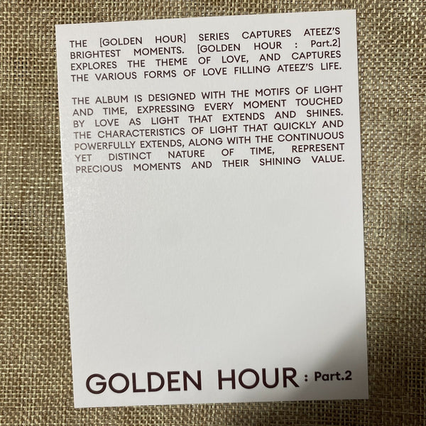 ATEEZ [Golden Hour Part. 2] All Member Signed Promo Album, Message Full Set /+G