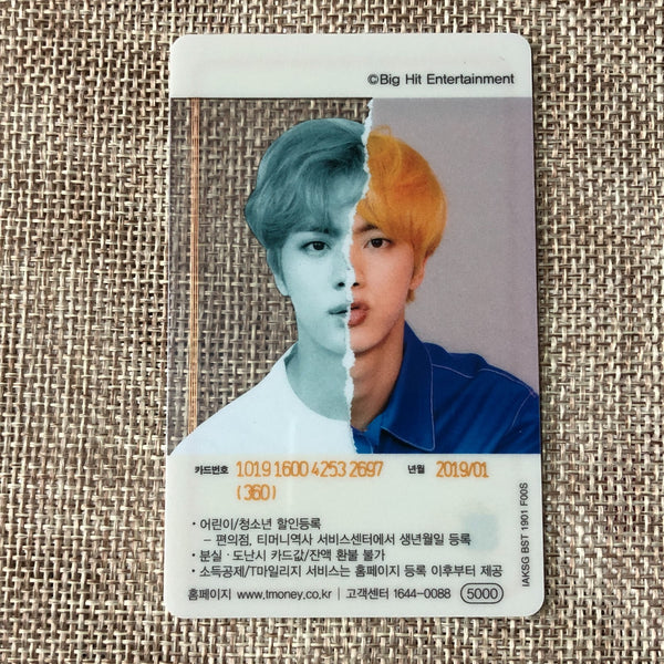 BTS JIN [ 2019 CU T-Money Transparent ] Official Photocard / New, Rare / Gift