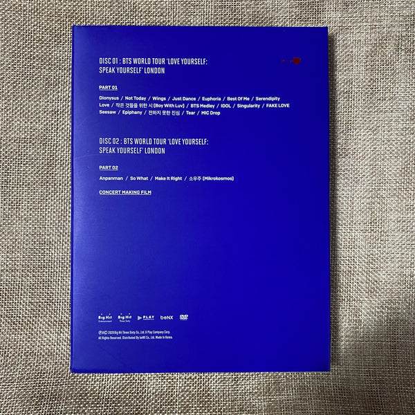 BTS [Speak Yourself World Tour London] Official DVD Only / New, Rare / Gift