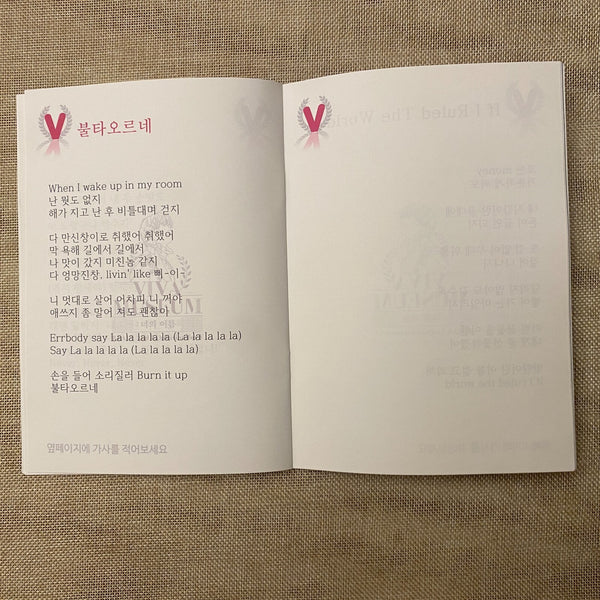BTS V #2 [ VIVA MUSEUM Exhibition Writing Book ] RealV / New, Rare / Gift