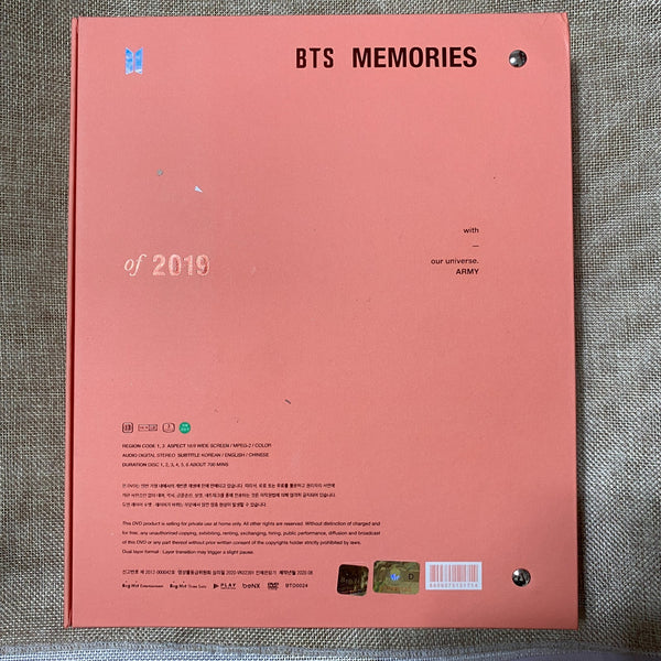 BTS [ Memories of 2019 ] Official DVD Set, Korean, No PC / Mint, Rare / Gift