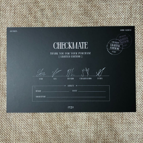 ITZY GROUP [ CHECKMATE ] Official Limited Edition Card Postcard / New / Gift