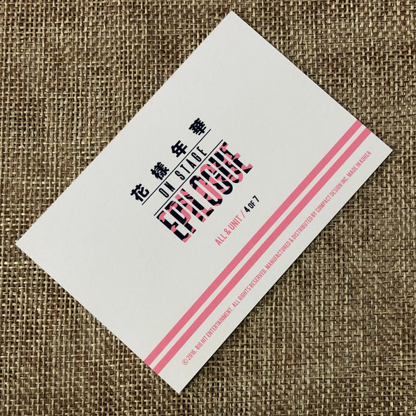 BTS GROUP 4/7 [HYYH On Stage Epilogue Concert] Official Mini Photocard / Gift