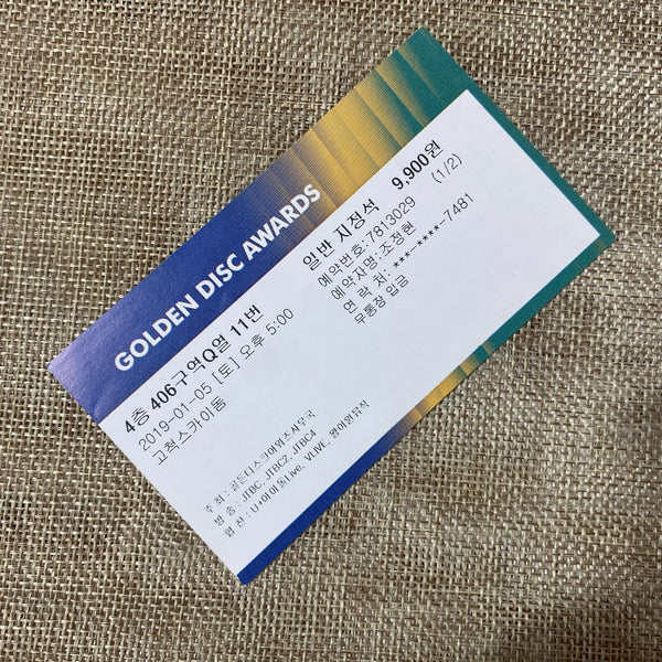 BTS 2019 [ Golden Disc Awards ] Official Concert Ticket / New, Rare / Gift