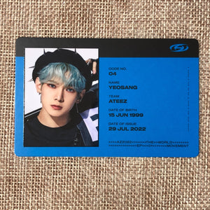ATEEZ YEOSANG [THE WORLD EP.1 : MOVEMENT] Official ID Card Photocard, A Ver. /+G