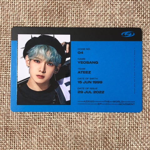 ATEEZ YEOSANG [THE WORLD EP.1 : MOVEMENT] Official ID Card Photocard, A Ver. /+G