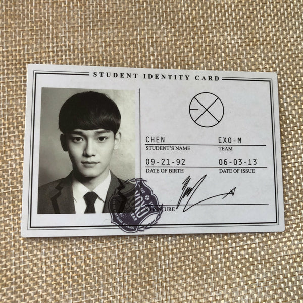EXO CHEN [ XOXO Wolf ] Official Photocard, Student ID Card / New, Rare / Gift