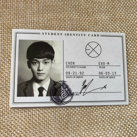 EXO CHEN [ XOXO Wolf ] Official Photocard, Student ID Card / New, Rare / Gift