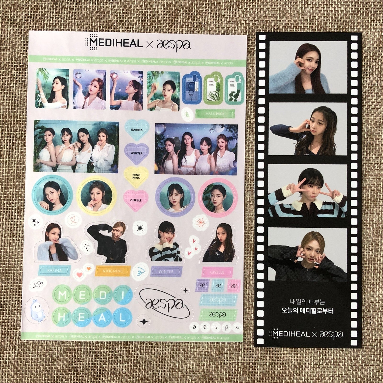 AESPA GROUP [MEDIHEAL] Official 4 Cut Photo + Sticker Set, SM TOWN / New / Gift