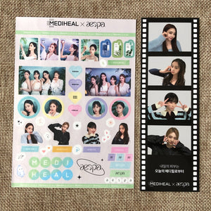 AESPA GROUP [MEDIHEAL] Official 4 Cut Photo + Sticker Set, SM TOWN / New / Gift