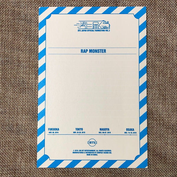 BTS RM [ JAPAN OFFICIAL FANMEETING VOL.3 ] Postcard Set / New / Gift