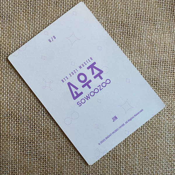 BTS JIN 6/8 [ 2021 Muster SOWOOZOO ] Official Mini Photocard / New / Gift