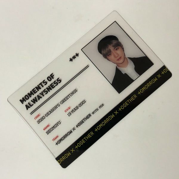 TXT BEOMGYU [ 2020 Season's Greetings ] Official ID Card Photocard / New / Gift