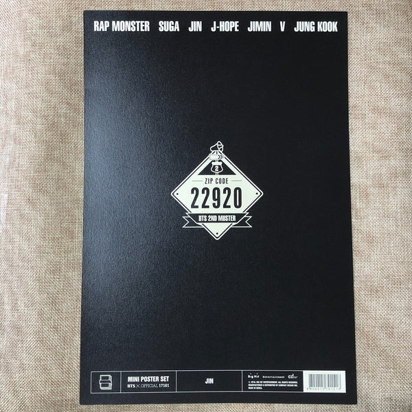 BTS JIN [ 2nd Muster ZIP CODE 22920 ] Official Mini Poster / New / Gift