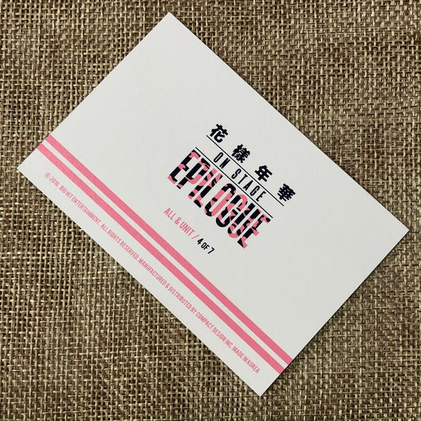 BTS GROUP 4/7 [HYYH On Stage Epilogue Concert] Official Mini Photocard / Gift