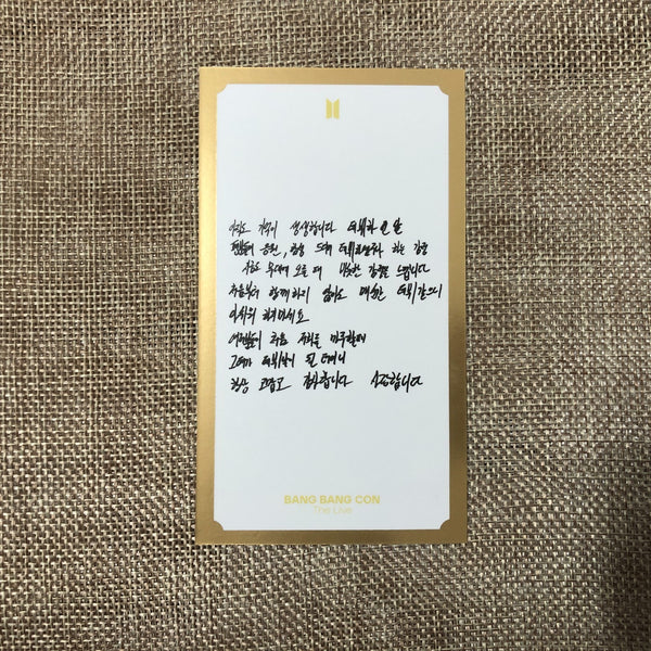 BTS SUGA 1/4 [BANG BANG CON The Live] Official Message Photo Photocard New/Gift