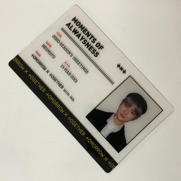 TXT BEOMGYU [ 2020 Season's Greetings ] Official ID Card Photocard / New / Gift