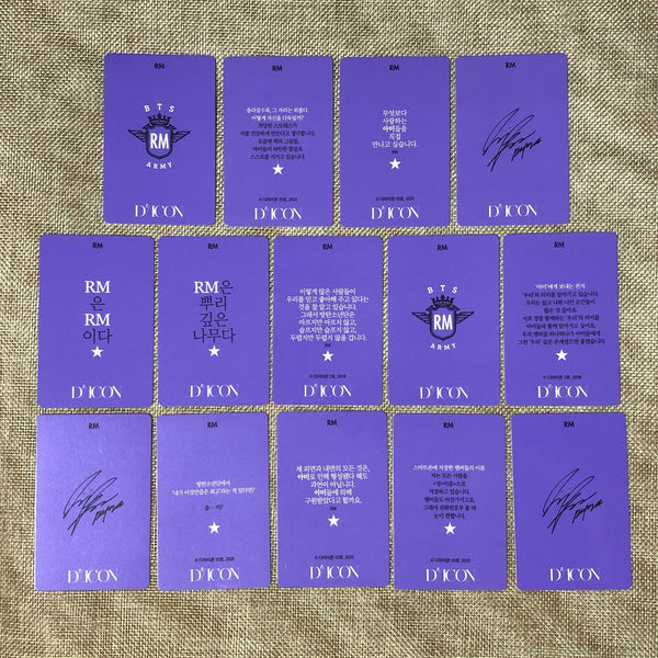 BTS RM [ DICON 101 CUSTOM BOOK ] Official Photocard Set of 14 / New / Gift