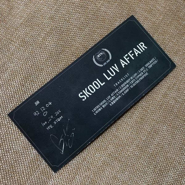 BTS JIN #2 [ SKOOL LUV AFFAIR ] Official Photocard, 2nd Mini Album / New / Gift