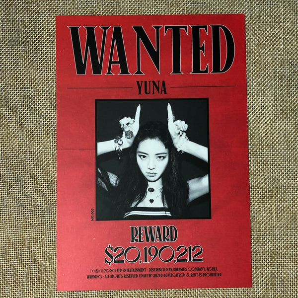 ITZY GROUP [NOT SHY] Official Pre Order Benefit Limited WANTED Poster Set / Gift