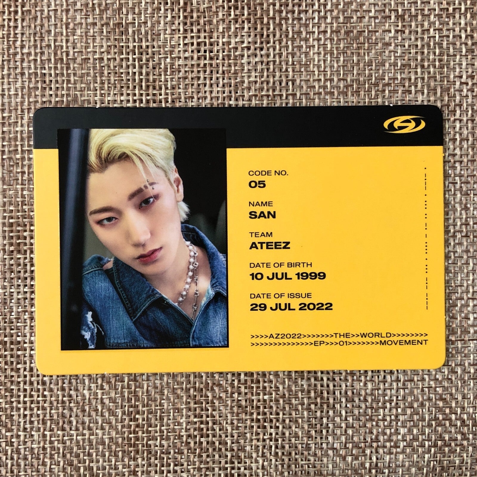 ATEEZ SAN [THE WORLD EP.1 : MOVEMENT] Official ID Photocard, Diary Ver. / Gift