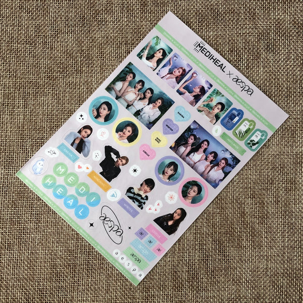 AESPA GROUP [MEDIHEAL] Official 4 Cut Photo + Sticker Set, SM TOWN / New / Gift