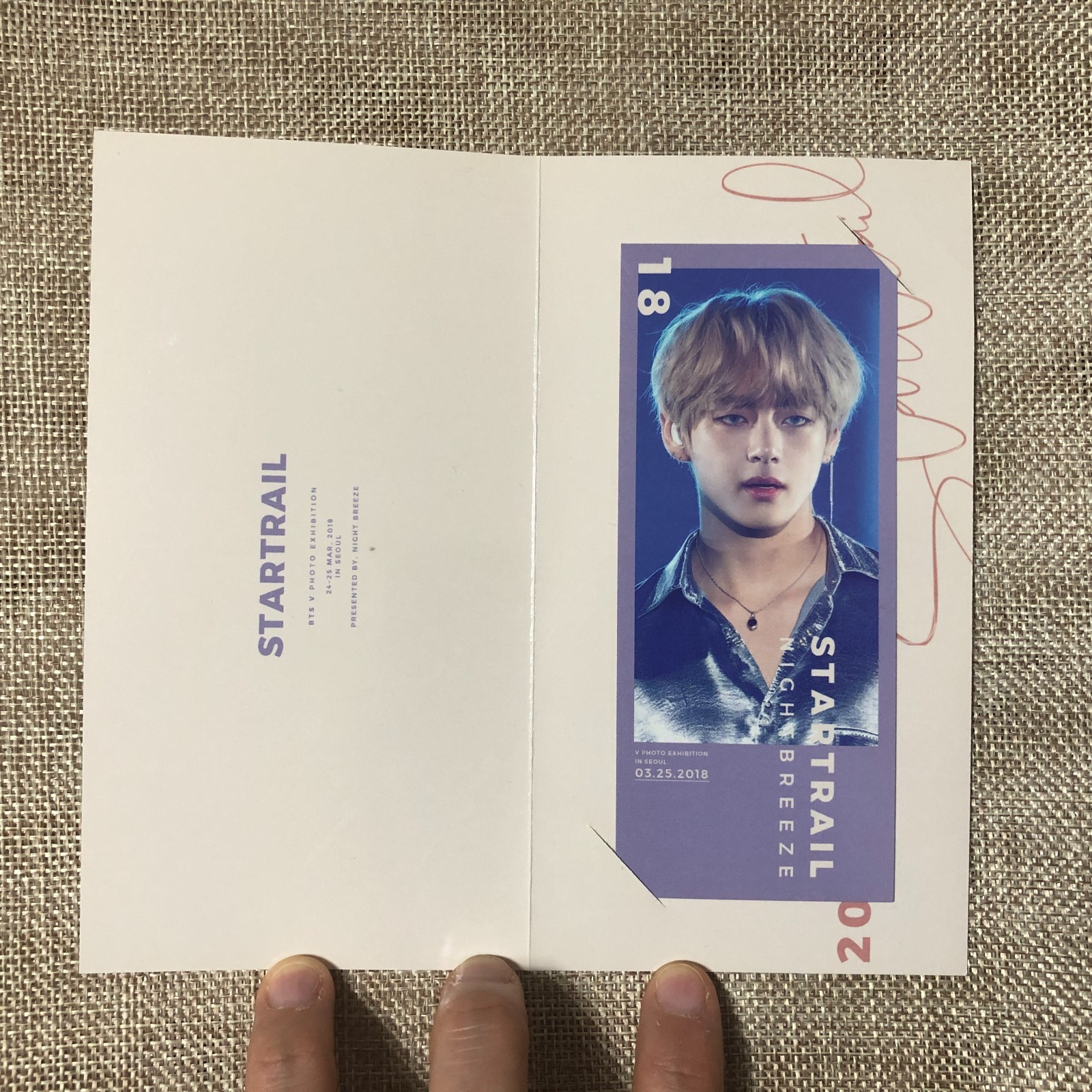 BTS V Taehyug [ STARTRAIL Exhibition ] Official Photo Ticket / New, Rare/ Gift