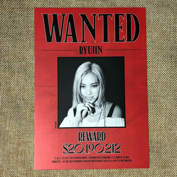 ITZY GROUP [NOT SHY] Official Pre Order Benefit Limited WANTED Poster Set / Gift
