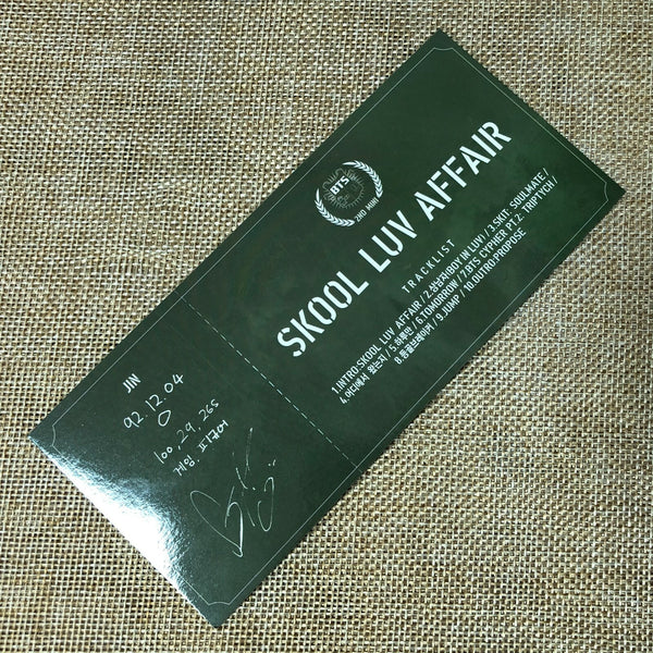 BTS JIN #1 [ SKOOL LUV AFFAIR ] Official Photocard, 2nd Mini Album / New / Gift