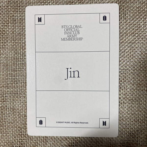 BTS JIN [GLOBAL FANCLUB 9th ARMY MEMBERSHIP KIT] Official Photocard / New / Gift