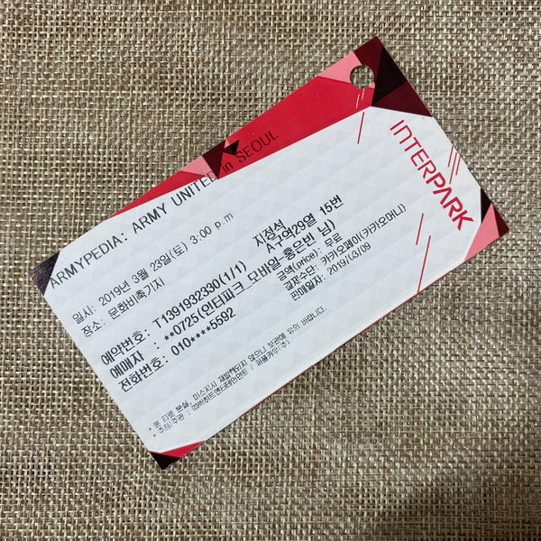 BTS 2019 [ ARMYPEDIA Army United in Seoul ] Official Ticket / New, Rare / Gift