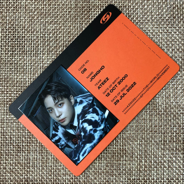 ATEEZ JONGHO [THE WORLD EP.1 : MOVEMENT] Official ID Card Photocard, Z Ver. /+G