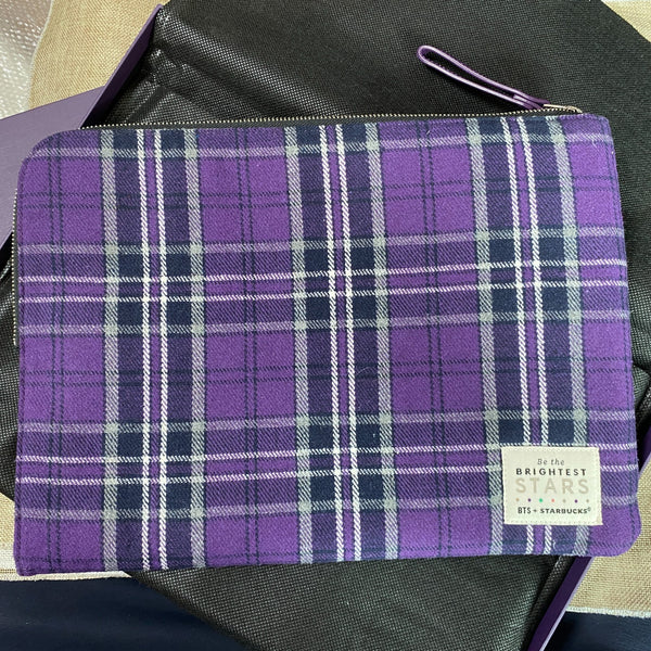 BTS x Starbucks 2020 / Tartan Check Pouch, Size Large / Official / New, Rare /+G