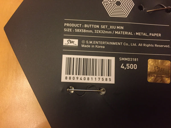 EXO XIUMIN [ Overdose ] Official Button Set (2 Buttons), SM XIU MIN / New / Gift