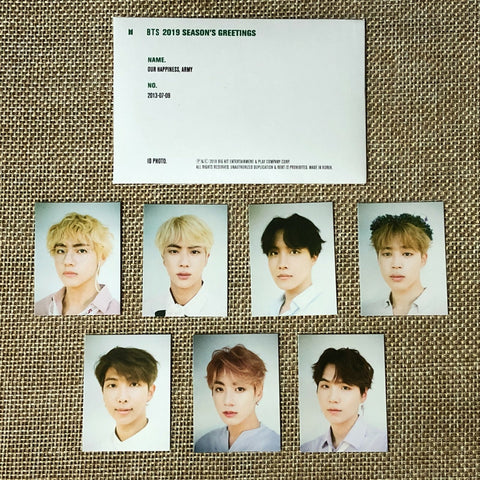 BTS [2019 Season's Greetings] Official ID Photocard Set 7 PC / New, Rare / Gift