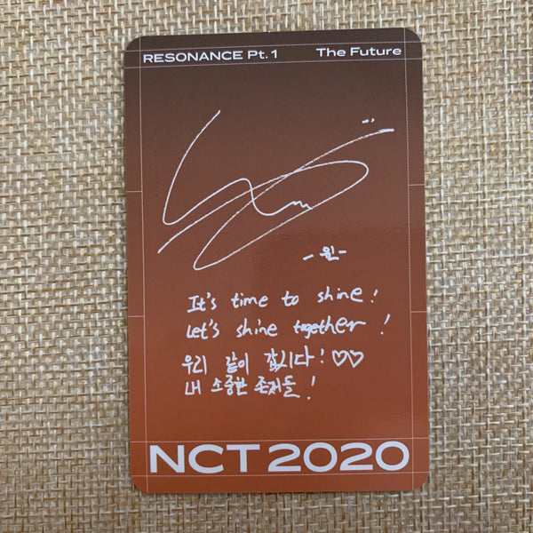 NCT 2020 WINWIN [RESONANCE Pt.1 Future KIHNO KIT] Official Photocard / Gift