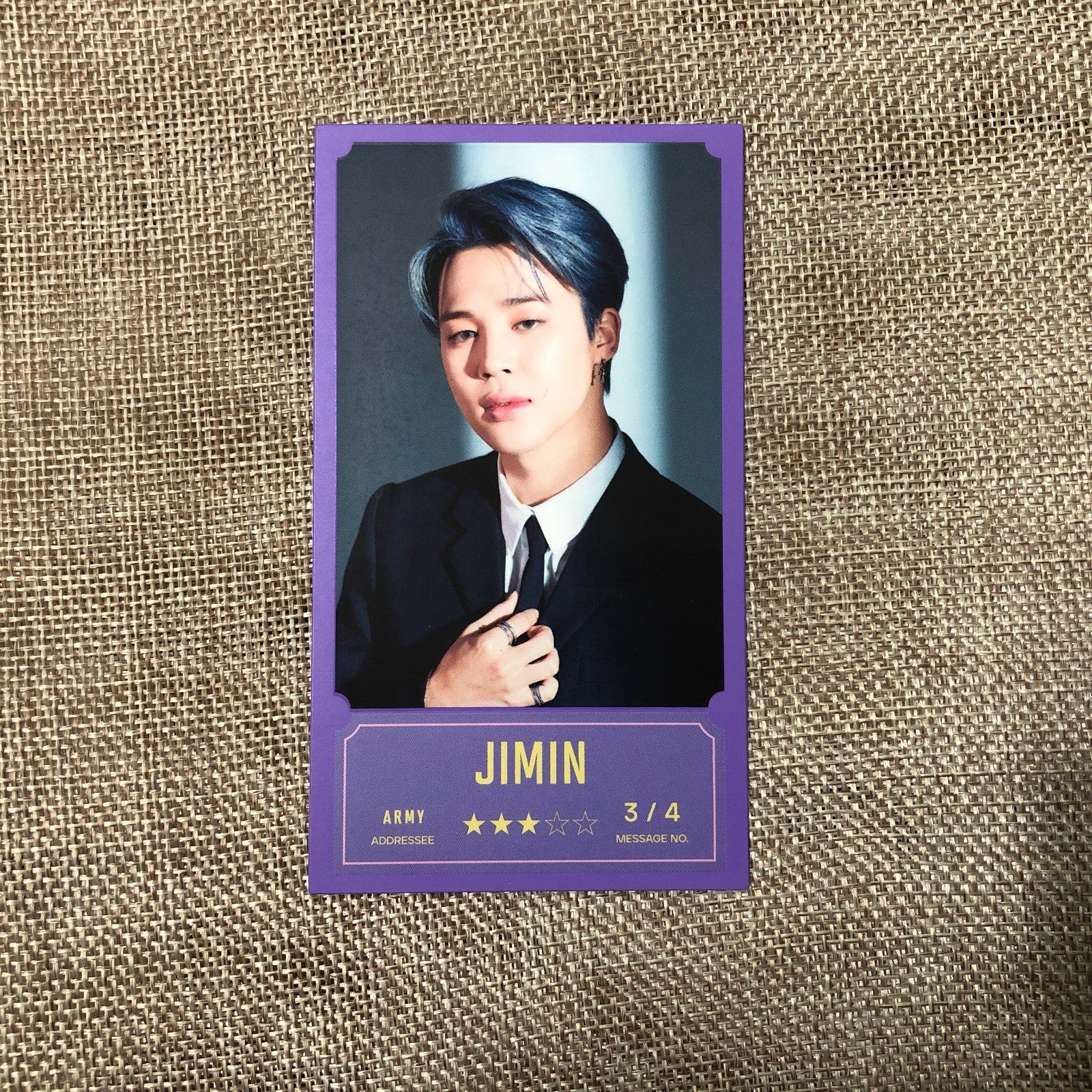 BTS JIMIN 3/4 [BANG BANG CON The Live] Official Message Photo Photocard / New /G