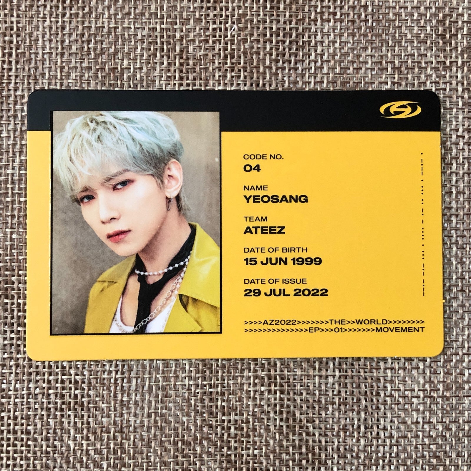 ATEEZ YEOSANG [THE WORLD EP.1 : MOVEMENT] Official ID Photocard, Diary Ver. /+G