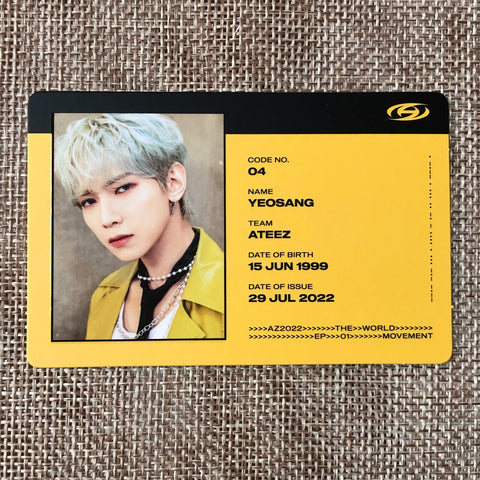 ATEEZ YEOSANG [THE WORLD EP.1 : MOVEMENT] Official ID Photocard, Diary Ver. /+G