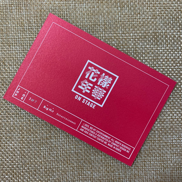 BTS J-HOPE 3/7 [HYYH On Stage 2015 Concert] Official Mini Photocard / New / Gift